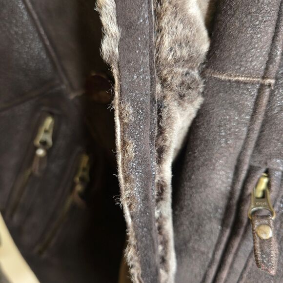 Aquascutum Women's M Brown Shearling Sheepskin Double Breasted Coat - Picture 16 of 16